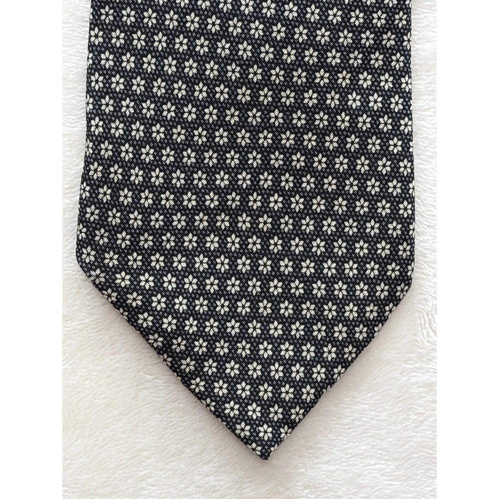 Barneys New York Navy Floral Silk Vintage Necktie Mens OS Excellent